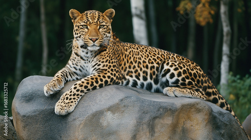 AI generator images of tiger lying on a rock ,Behavior of leopard. ,The jaguar (Panthera onca) is a large cat species and the only living member of the genus Panthera that is native to the Americas.