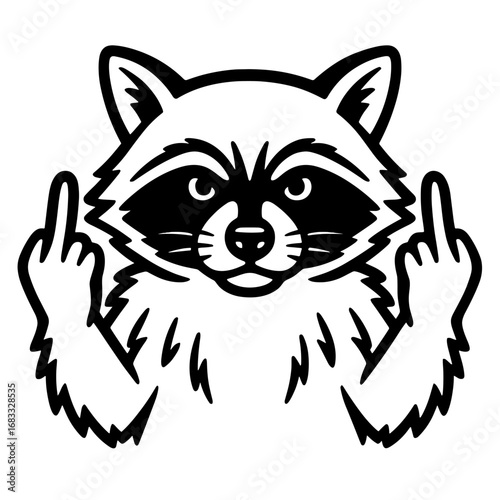 Cute raccoon showing peace fingers cartoon vector animal illustration
