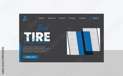 Car tire landing page template design for your business website 