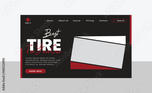 Car tire landing page template design for your business website 