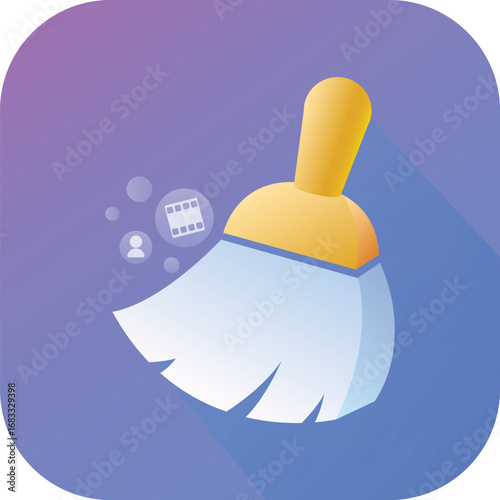 Digital cleaning brush vector for interface design. Cleaning brushes for modern app UI.