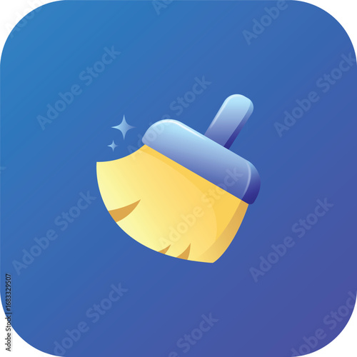 Digital cleaning brush vector for interface design. Cleaning brushes for modern app UI.
