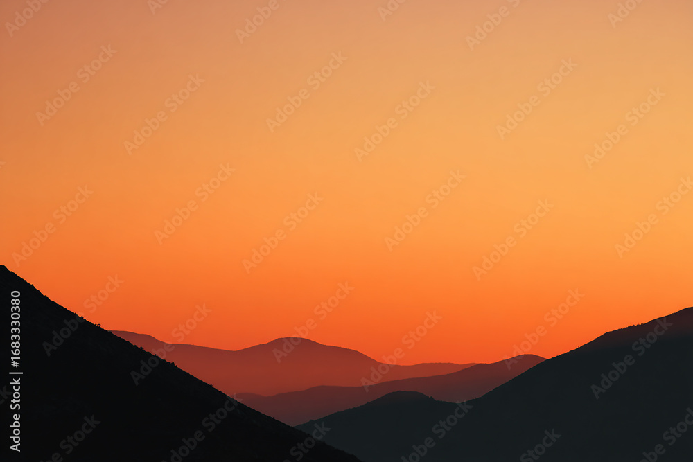 Fototapeta premium Gradient of sunset orange background fading into copy space, warm glowing evening tones wallpaper, elegant abstract gradient design, smooth orange sunset backdrop illustration, stylish minimal templat