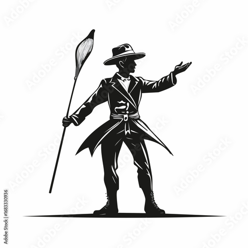 Peter Pan silhouette. This image shows the silhouette of Peter Pan, known for his ability to fly and adventurous spirit, embodying timeless fantasy and freedom. Vector clipart illustration design.