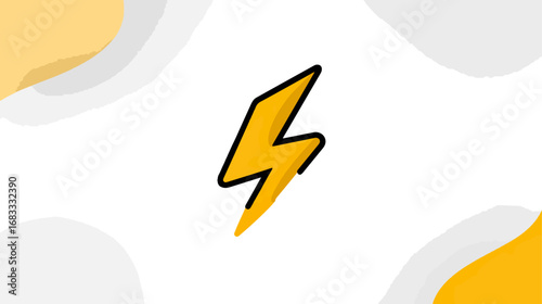 Yellow lightning bolt graphic with abstract background