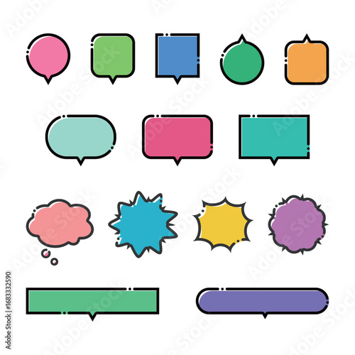 ポップでカラフルな吹き出しのベクターイラスト素材セット