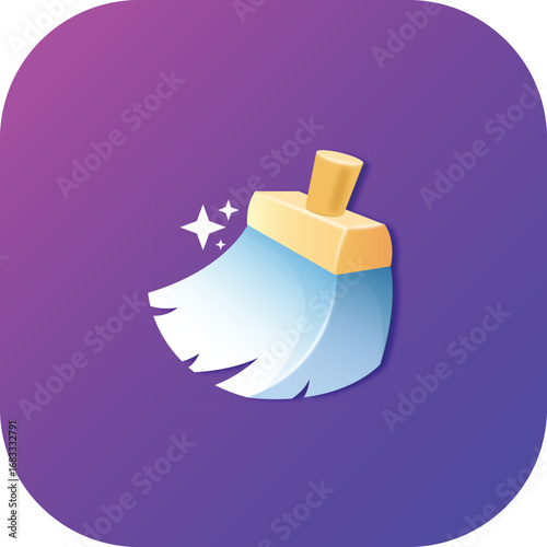 Digital cleaning brush vector for interface design. Cleaning brushes for modern app UI.