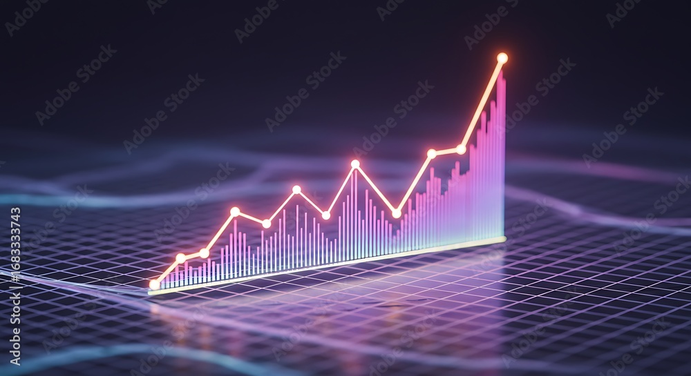 Naklejka premium Digital graph showing rising trend