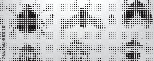 Abstract grunge grid polka dot halftone background pattern. Spotted black and white vector line illustration