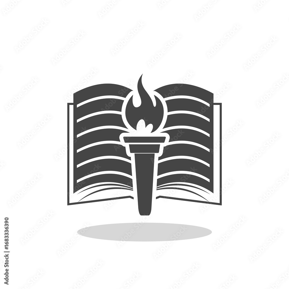 Obraz premium Education book and torch icon with shadow