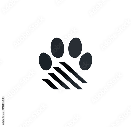 Dark gray paw print graphic design