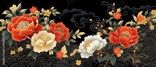 AI generator images of Peony painting, Peony symbolizes true love, prosperity, fortune, wealth, honor, and happiness. Peony is also known as the 
