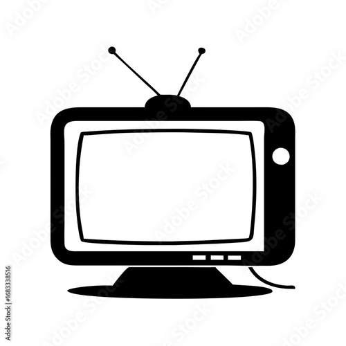 Vector art of retro television icon with antenna, representing vintage technology and classic entertainment