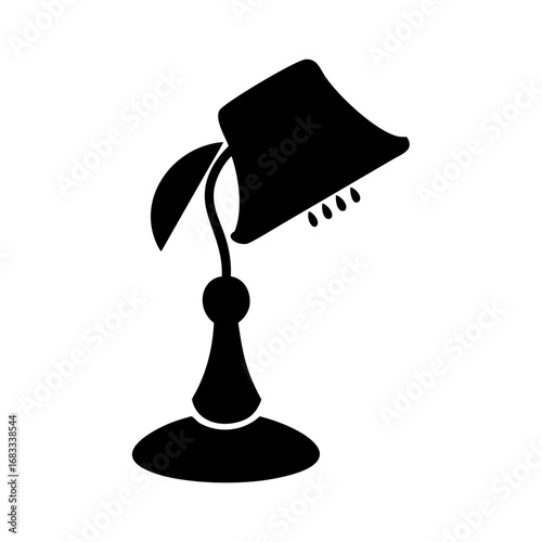Illustration of a vintage table lamp with a lampshade, , perfect for adding a touch of retro charm to your design