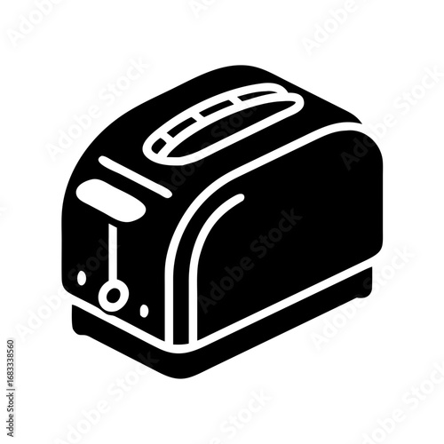 Vector art of modern black toaster appliance for toasting bread in the kitchen, , perfect for breakfast and cooking