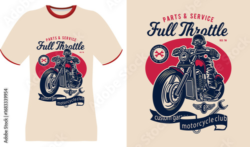 Full Throttle Motorcycle Club Parts & Service T-Shirt Design