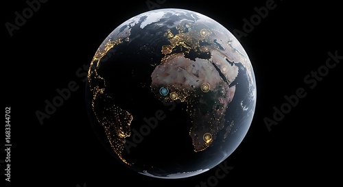 Earth nighttime lights globe view
