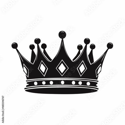 King and queen crown silhouette. This image shows two black crown silhouettes side by side, representing royalty and elegance. Vector clipart illustration design.