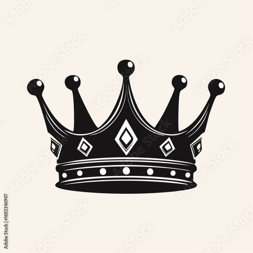 King and queen crown silhouette. This image shows two black crown silhouettes side by side, representing royalty and elegance. Vector clipart illustration design.