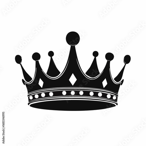 King and queen crown silhouette. This image shows two black crown silhouettes side by side, representing royalty and elegance. Vector clipart illustration design.