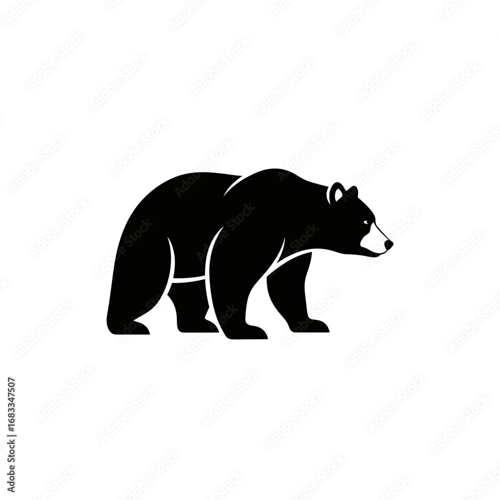 Fototapeta premium Silhouette of a powerful bear standing majestically.