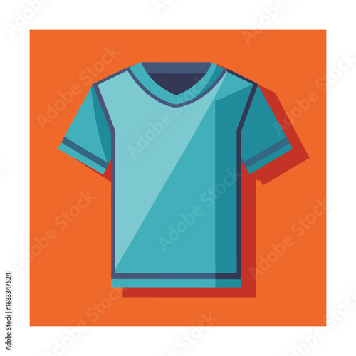 Flat Design Blue T Shirt Icon on Orange Background