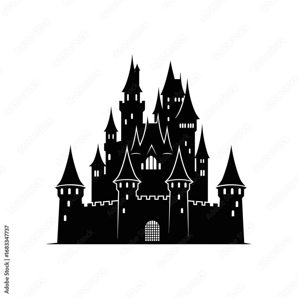 Obraz premium Silhouette of a large medieval castle.