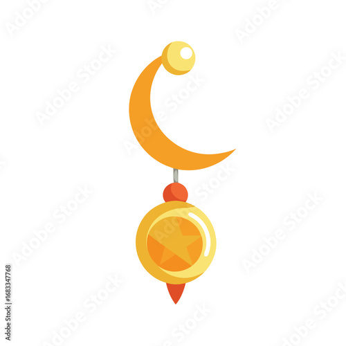 Golden Crescent Moon Earring with Star Charm jewelry
