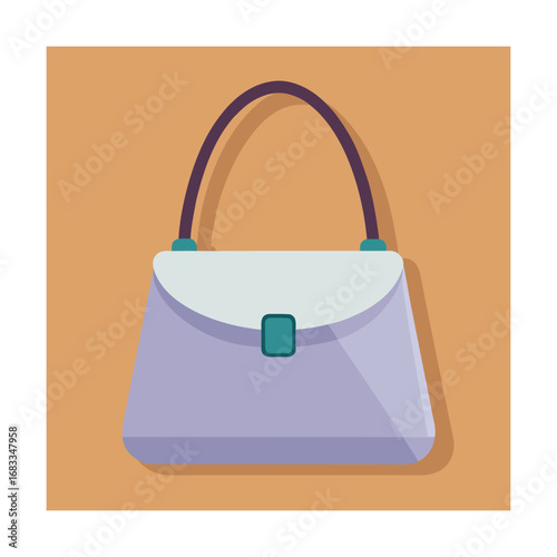 Lavender handbag with purple handle and teal clasp