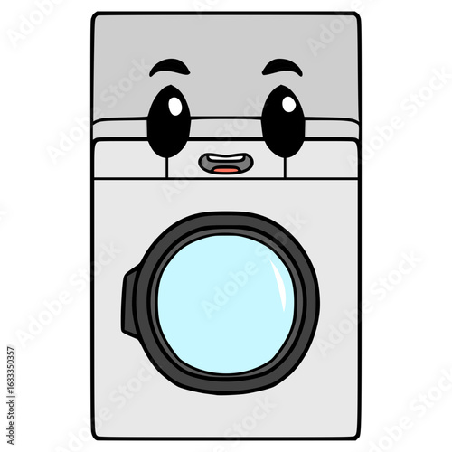 washing machine character illustration hand drawn isolated vector