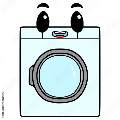 washing machine character illustration hand drawn isolated vector