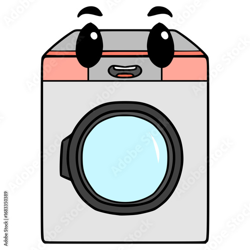 washing machine character illustration hand drawn isolated vector