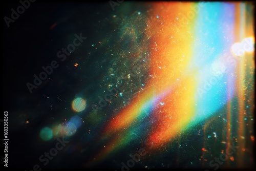 light leak overlay effect with blur orange light leaks and bokeh, retro grain noisy film distressed texture light leak flare on black background, retro film overlay