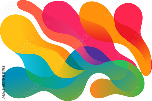 High quality abstract vector illustration featuring fluid, overlapping shapes in a vibrant rainbow palette