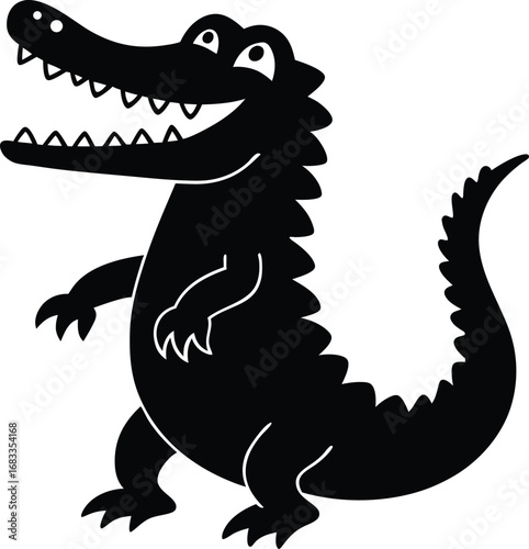 vector illustration of a black crocodile