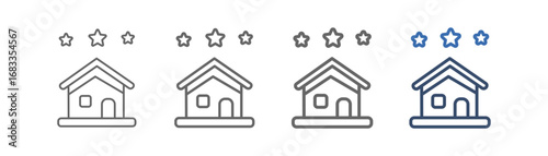 
outline icon set of staycation with real estate design and three stars