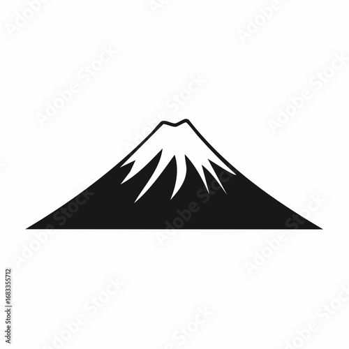 Mt kilimanjaro silhouette. This image highlights a bold black silhouette of Mount Kilimanjaro with its snow-capped peak and rugged outlines. Vector black clipart illustration design.