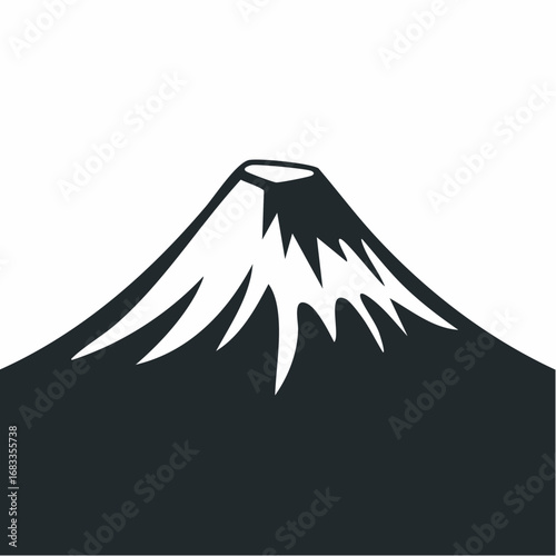 Mt kilimanjaro silhouette. This image highlights a bold black silhouette of Mount Kilimanjaro with its snow-capped peak and rugged outlines. Vector black clipart illustration design.