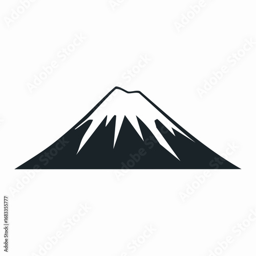 Mt kilimanjaro silhouette. This image highlights a bold black silhouette of Mount Kilimanjaro with its snow-capped peak and rugged outlines. Vector black clipart illustration design.