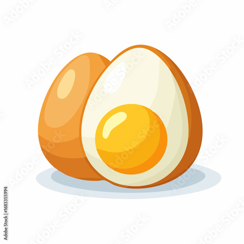 Two Eggs Illustrated Whole And Half Slices