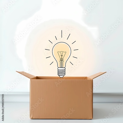 light bulb idea. lights coming out of cardboard