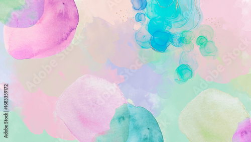 Pastel watercolor background with soft abstract patterns for wallpapers, backdrops, digital design, presentations, and creative projects.