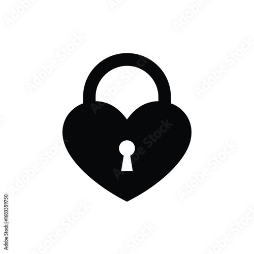 Black heart shaped lock icon keyhole