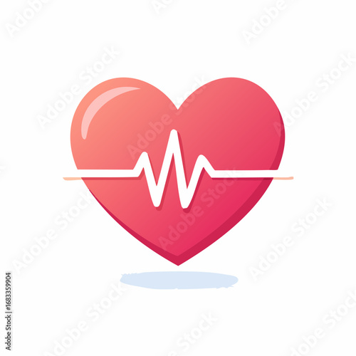 Heart rate monitor graphic, healthy heart symbol, pulse, medical icon.