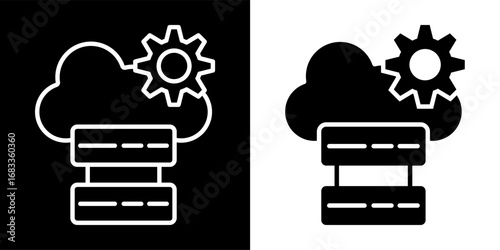 Data Center Icon Set in Outline and Glyph Style Vector Illustration