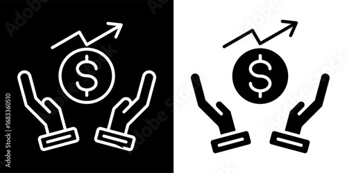 Financial Icon Set in Outline and Glyph Style Vector Illustration
