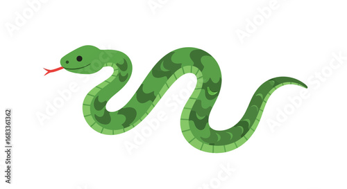 Vibrant green snake slithers with playful charm, capturing attention for educational or creative projects.