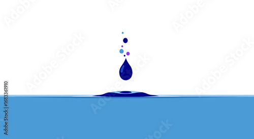 Dynamic water drop splashes creating ripple effect with vibrant color accents