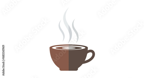 Warm steaming coffee cup invitingly presented for a cozy morning or energizing break