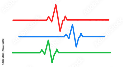 Dynamic electrocardiogram lines in vibrant red, blue, and green represent health and progress